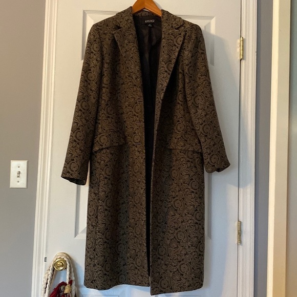 Kasper long coat, olive and black, size 14 - Picture 1 of 6
